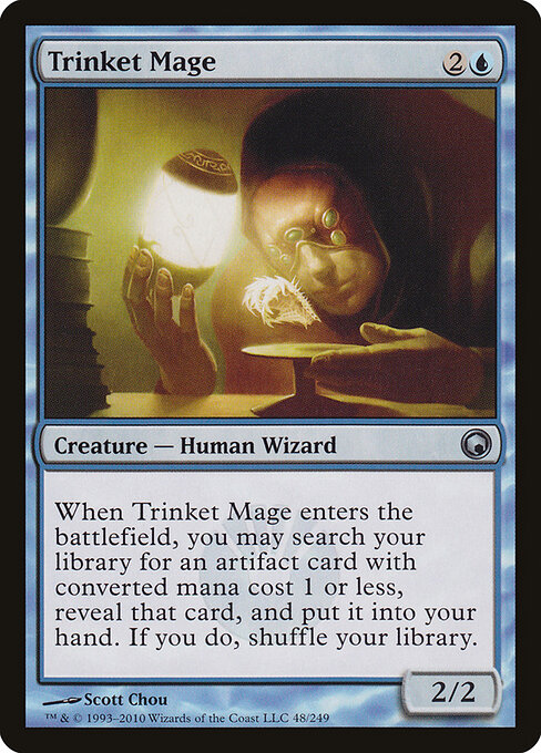 Trinket Mage — Scars of Mirrodin #48, art by Scott Chou