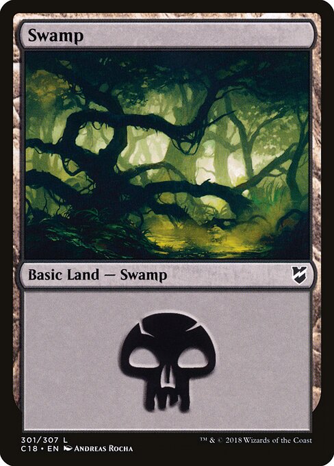 Swamp — Commander 2018 #301, art by Andreas Rocha