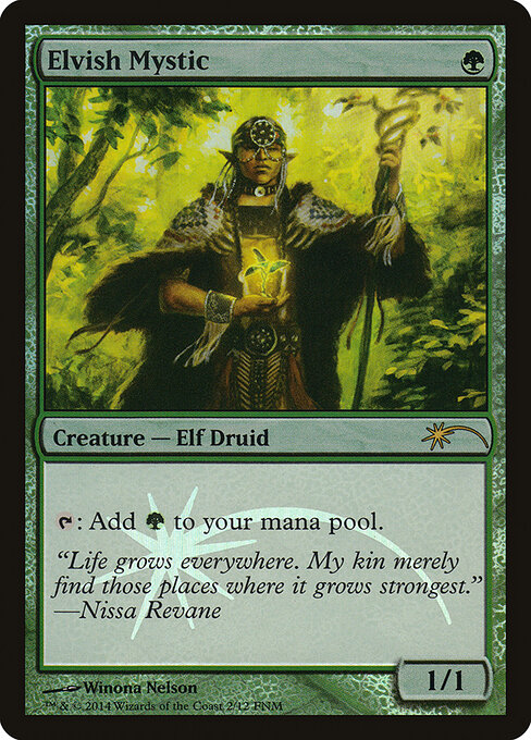 Elvish Mystic — Friday Night Magic 2014 #2, art by Winona Nelson