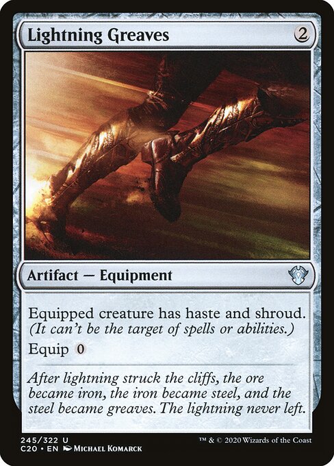 Lightning Greaves — Commander 2020 #245, art by Michael Komarck