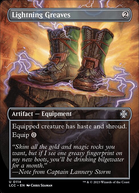 Lightning Greaves — The Lost Caverns of Ixalan Commander #114, art by Chris Seaman
