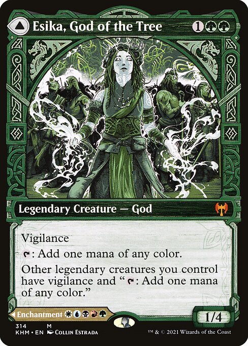 Esika, God of the Tree // The Prismatic Bridge — Kaldheim #314, art by Collin Estrada
