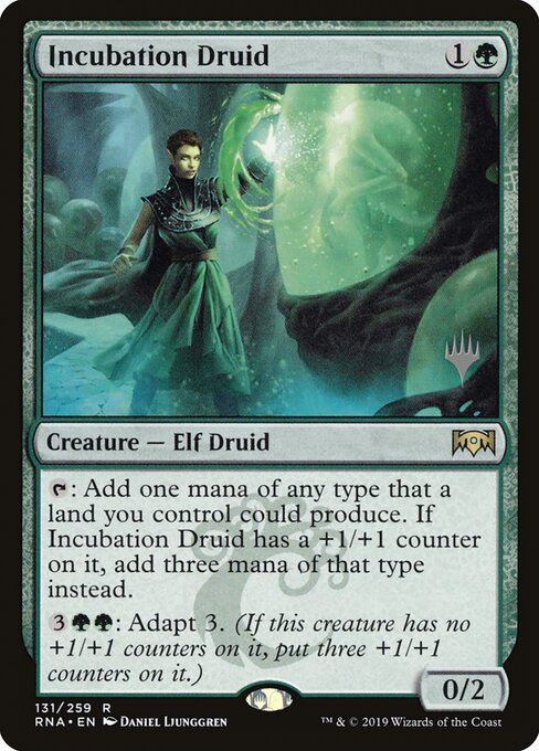 Incubation Druid — Ravnica Allegiance Promos #131p, art by Daniel Ljunggren