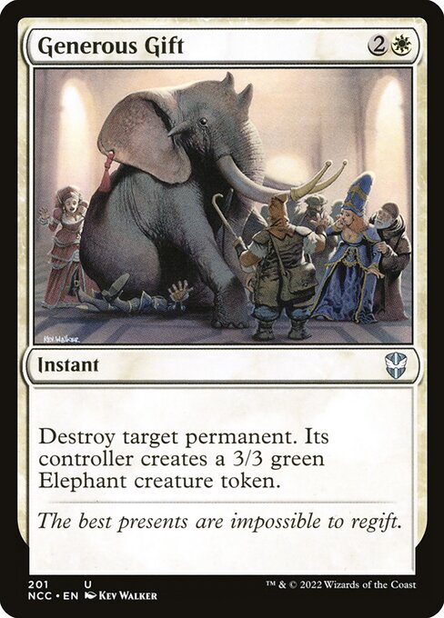 Generous Gift — New Capenna Commander #201, art by Kev Walker