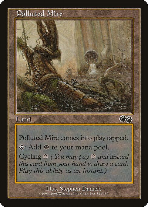 Polluted Mire — Urza's Saga #323, art by Stephen Daniele