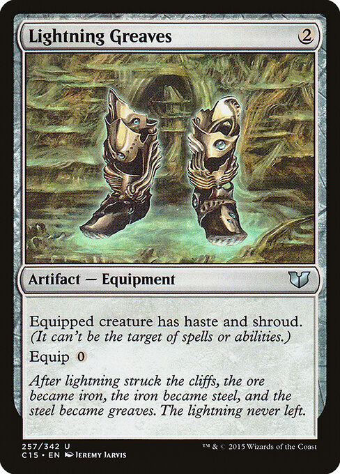 Lightning Greaves — Commander 2015 #257, art by Jeremy Jarvis