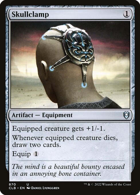 Skullclamp — Commander Legends: Battle for Baldur's Gate #870, art by Daniel Ljunggren