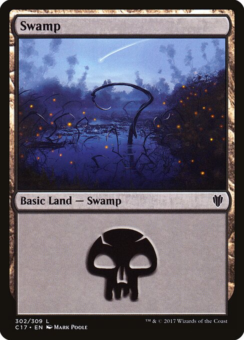 Swamp — Commander 2017 #302, art by Mark Poole