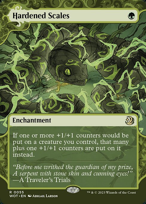 Hardened Scales — Wilds of Eldraine: Enchanting Tales #55, art by Abigail Larson