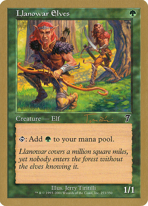 Llanowar Elves — World Championship Decks 2001 #jt253, art by Jerry Tiritilli