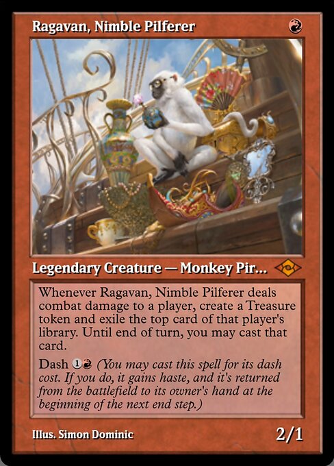 Ragavan, Nimble Pilferer — Magic Online Promos #99679, art by Simon Dominic