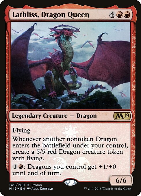 Lathliss, Dragon Queen — Core Set 2019 Promos #149★, art by Alex Konstad