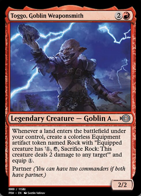 Toggo, Goblin Weaponsmith — Magic Online Promos #86302, art by Svetlin Velinov