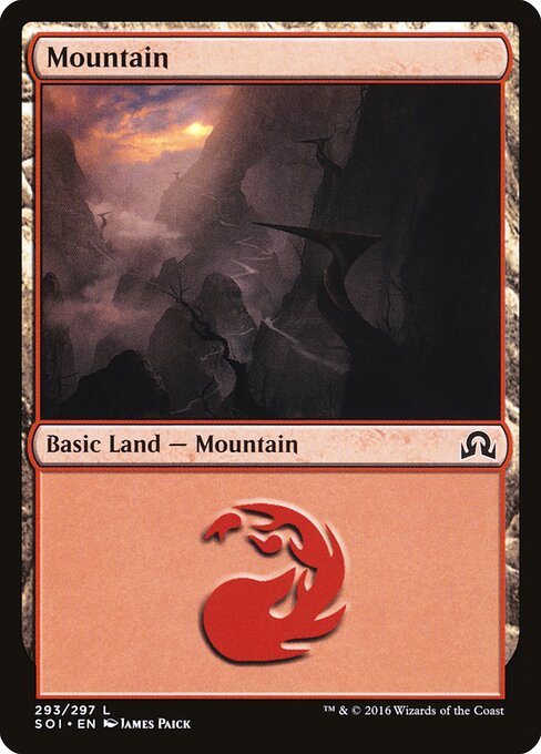 Mountain — Shadows over Innistrad #293, art by James Paick