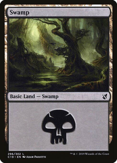 Swamp — Commander 2019 #296, art by Adam Paquette