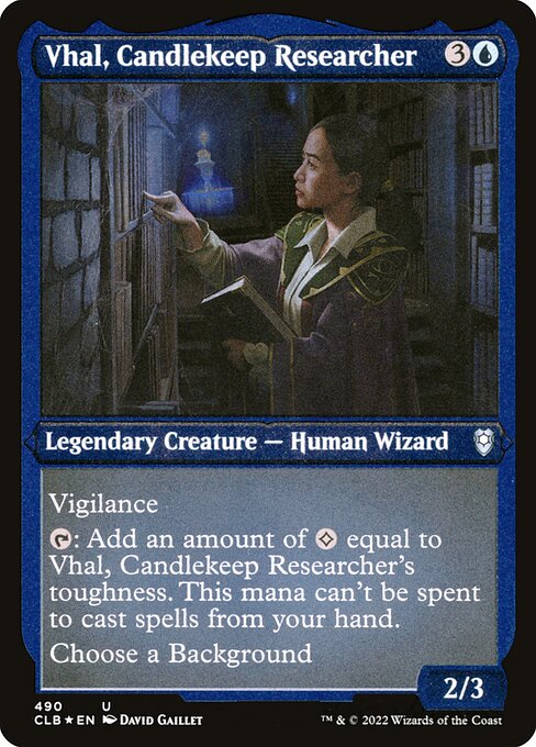 Vhal, Candlekeep Researcher — Commander Legends: Battle for Baldur's Gate #490, art by David Gaillet