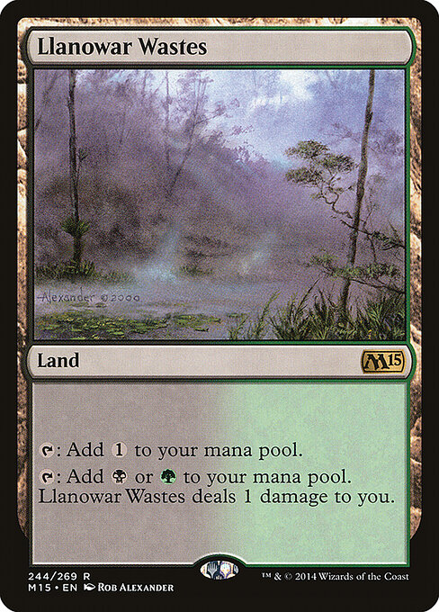 Llanowar Wastes — Magic 2015 #244, art by Rob Alexander
