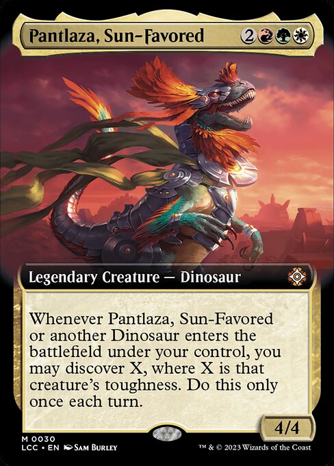 Pantlaza, Sun-Favored — The Lost Caverns of Ixalan Commander #30, art by Sam Burley