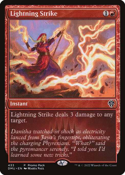 Lightning Strike — Dominaria United #433, art by Marta Nael