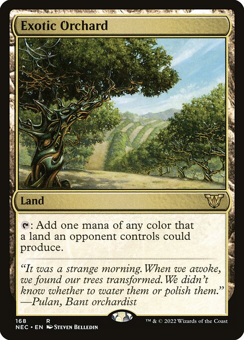 Exotic Orchard — Neon Dynasty Commander #168, art by Steven Belledin