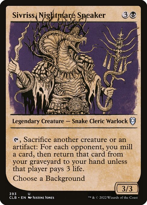 Sivriss, Nightmare Speaker — Commander Legends: Battle for Baldur's Gate #393, art by Justine Jones