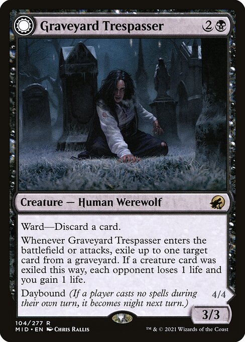 Graveyard Trespasser // Graveyard Glutton — Innistrad: Midnight Hunt #104, art by Chris Rallis