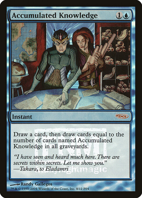 Accumulated Knowledge — Friday Night Magic 2004 #8, art by Randy Gallegos