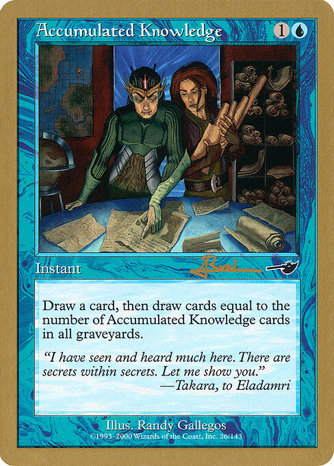 Accumulated Knowledge — World Championship Decks 2001 #ar26, art by Randy Gallegos