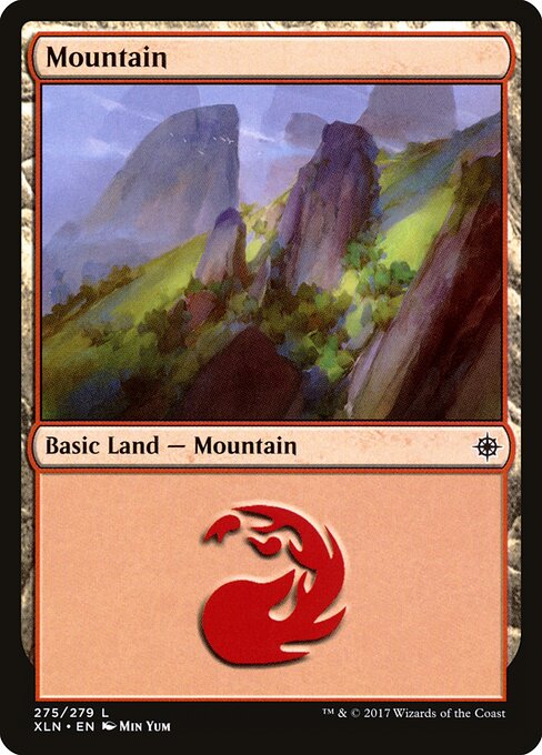 Mountain — Ixalan #275, art by Min Yum
