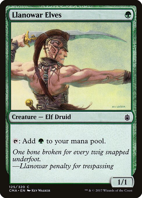 Llanowar Elves — Commander Anthology #125, art by Kev Walker