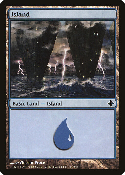 Island — Rise of the Eldrazi #235, art by Vincent Proce