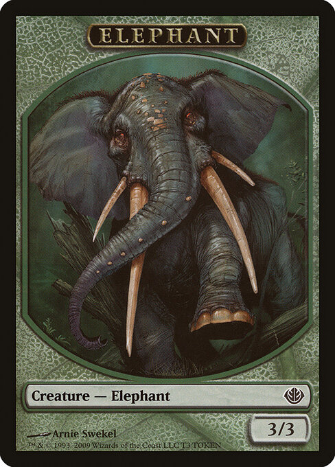 Elephant — Duel Decks: Garruk vs. Liliana Tokens #T3, art by Arnie Swekel