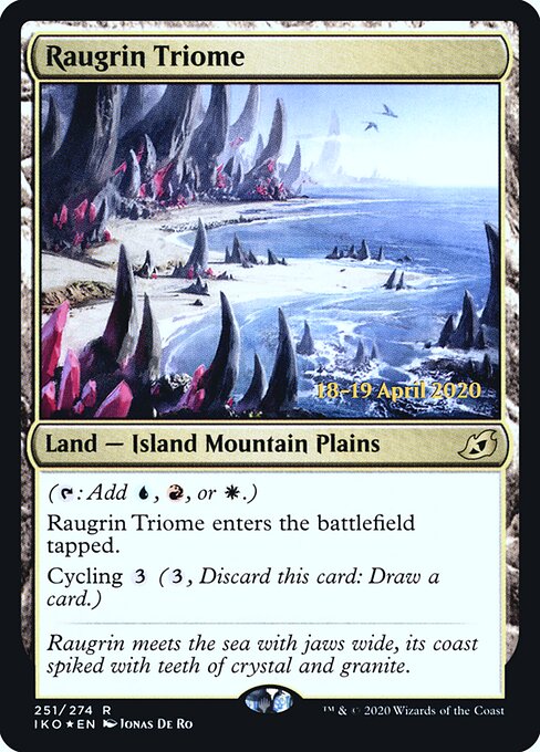 Raugrin Triome — Ikoria: Lair of Behemoths Promos #251s, art by Jonas De Ro