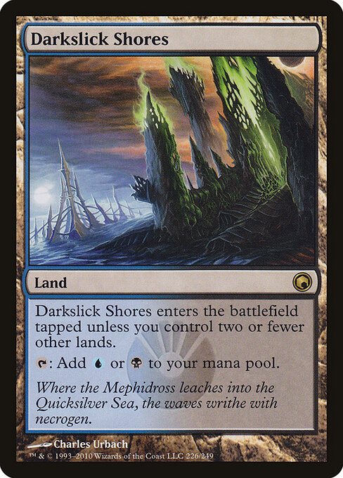 Darkslick Shores — Scars of Mirrodin #226, art by Charles Urbach