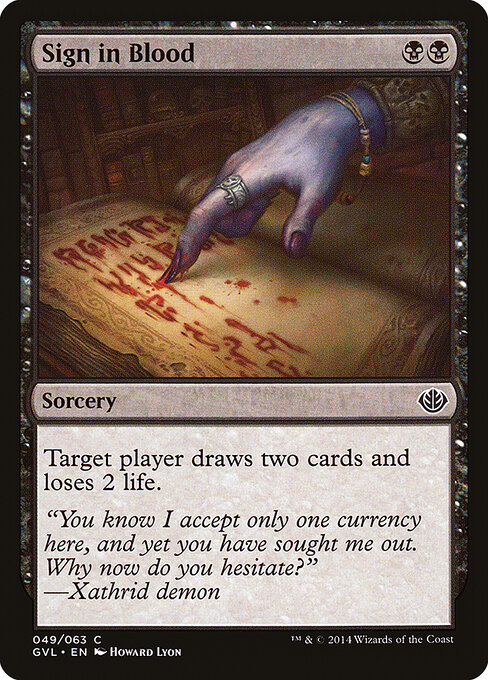 Sign in Blood — Duel Decks Anthology: Garruk vs. Liliana #49, art by Howard Lyon