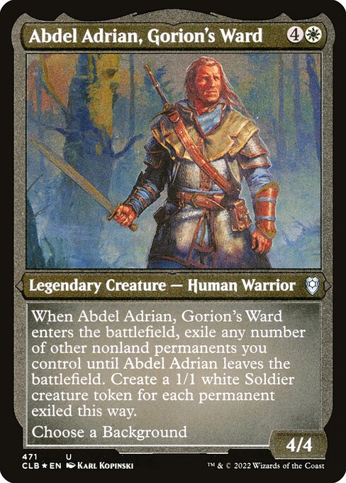 Abdel Adrian, Gorion's Ward — Commander Legends: Battle for Baldur's Gate #471, art by Karl Kopinski