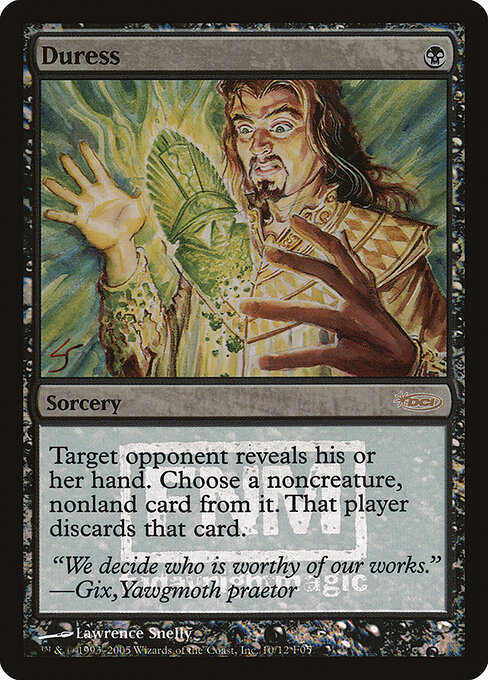 Duress — Friday Night Magic 2005 #10, art by Lawrence Snelly