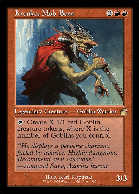 Krenko, Mob Boss — Ravnica Remastered #335, art by Karl Kopinski