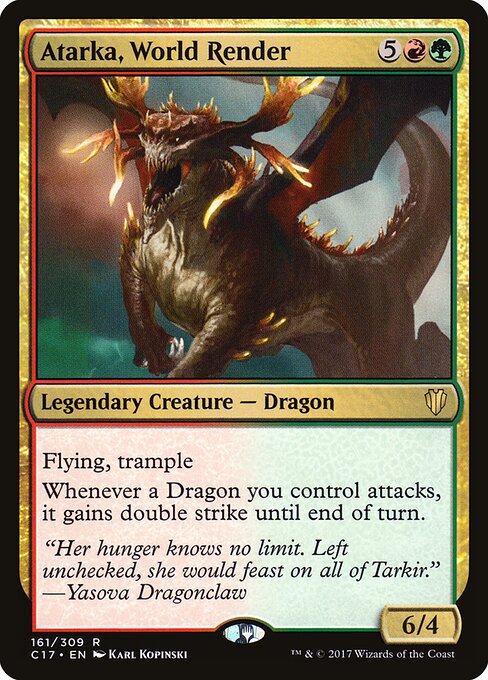 Atarka, World Render — Commander 2017 #161, art by Karl Kopinski