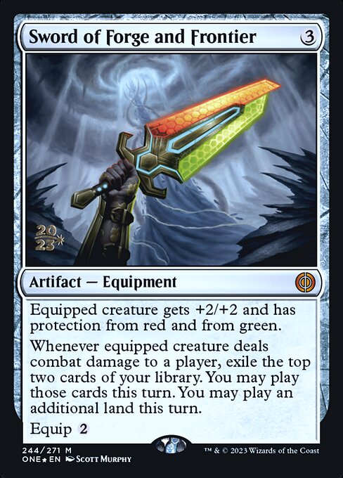 Sword of Forge and Frontier — Phyrexia: All Will Be One Promos #244s, art by Scott Murphy