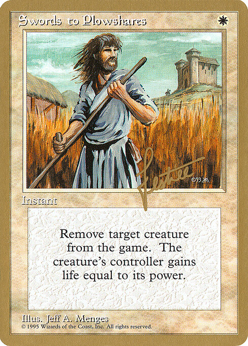 Swords to Plowshares — Pro Tour Collector Set #bl52, art by Jeff A. Menges