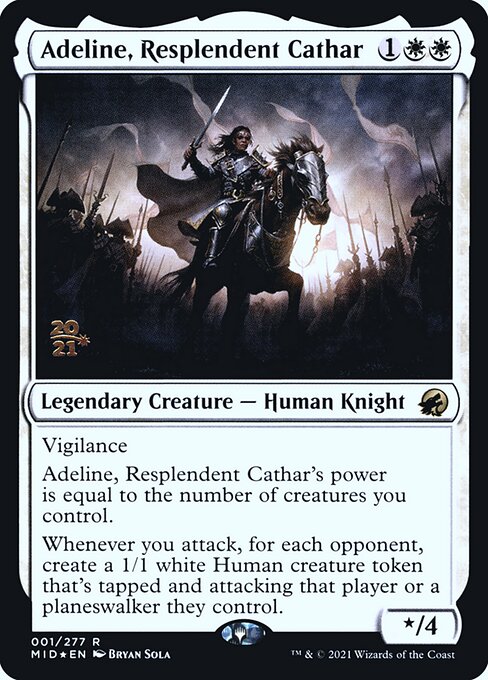 Adeline, Resplendent Cathar — Innistrad: Midnight Hunt Promos #1s, art by Bryan Sola
