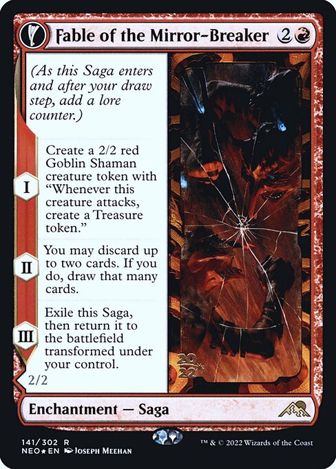 Fable of the Mirror-Breaker // Reflection of Kiki-Jiki — Kamigawa: Neon Dynasty Promos #141s, art by Joseph Meehan
