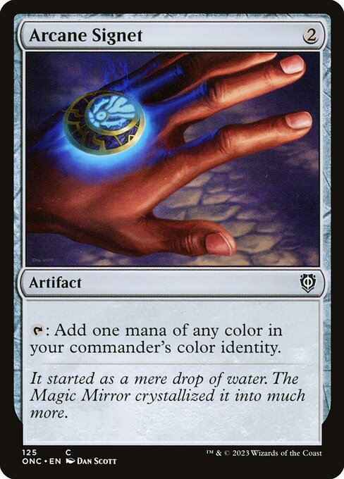 Arcane Signet — Phyrexia: All Will Be One Commander #125, art by Dan Murayama Scott