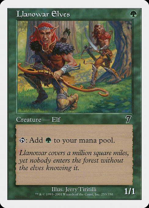 Llanowar Elves — Seventh Edition #253, art by Jerry Tiritilli