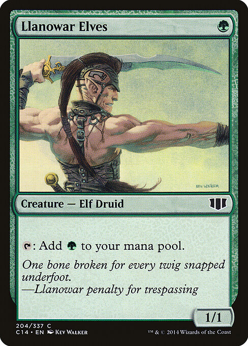 Llanowar Elves — Commander 2014 #204, art by Kev Walker