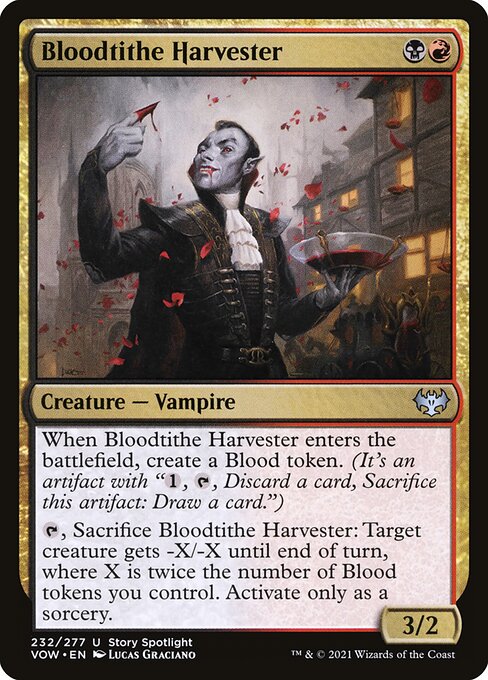 Bloodtithe Harvester — Innistrad: Crimson Vow #232, art by Lucas Graciano