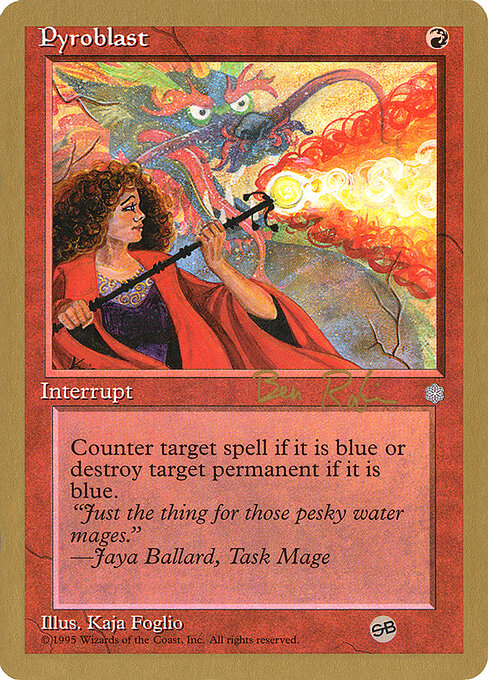 Pyroblast — World Championship Decks 1998 #br213sb, art by Kaja Foglio