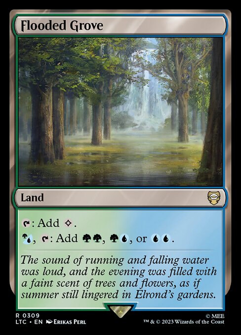 Flooded Grove — Tales of Middle-earth Commander #309, art by Erikas Perl