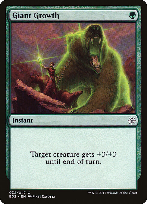 Giant Growth — Explorers of Ixalan #32, art by Matt Cavotta